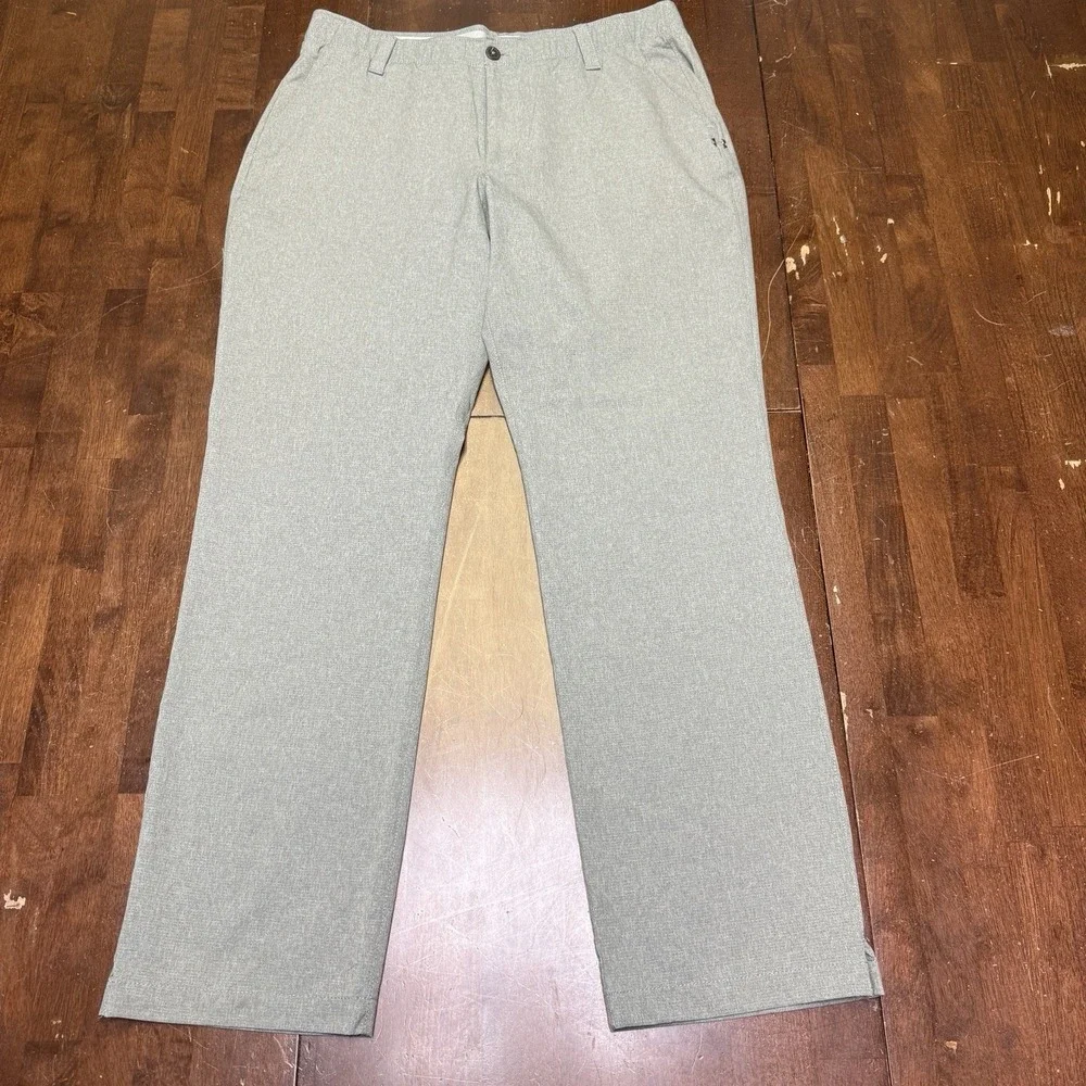 Under Armour Matchplay Gray Golf Pants Mens Size 36X32 Stretch Waist Flat Front